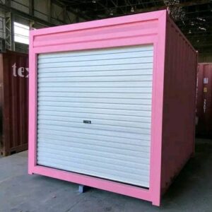 10 ft pink container with roll‑up door