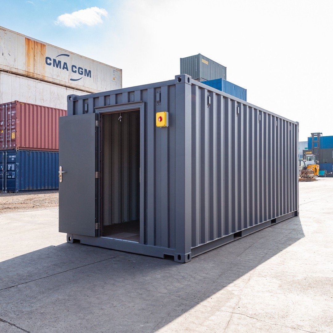 enhanced 20 ft standard shipping container – grey finish