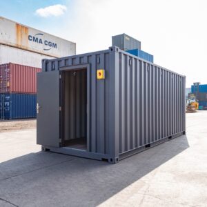 enhanced 20 foot standard shipping container – grey finish